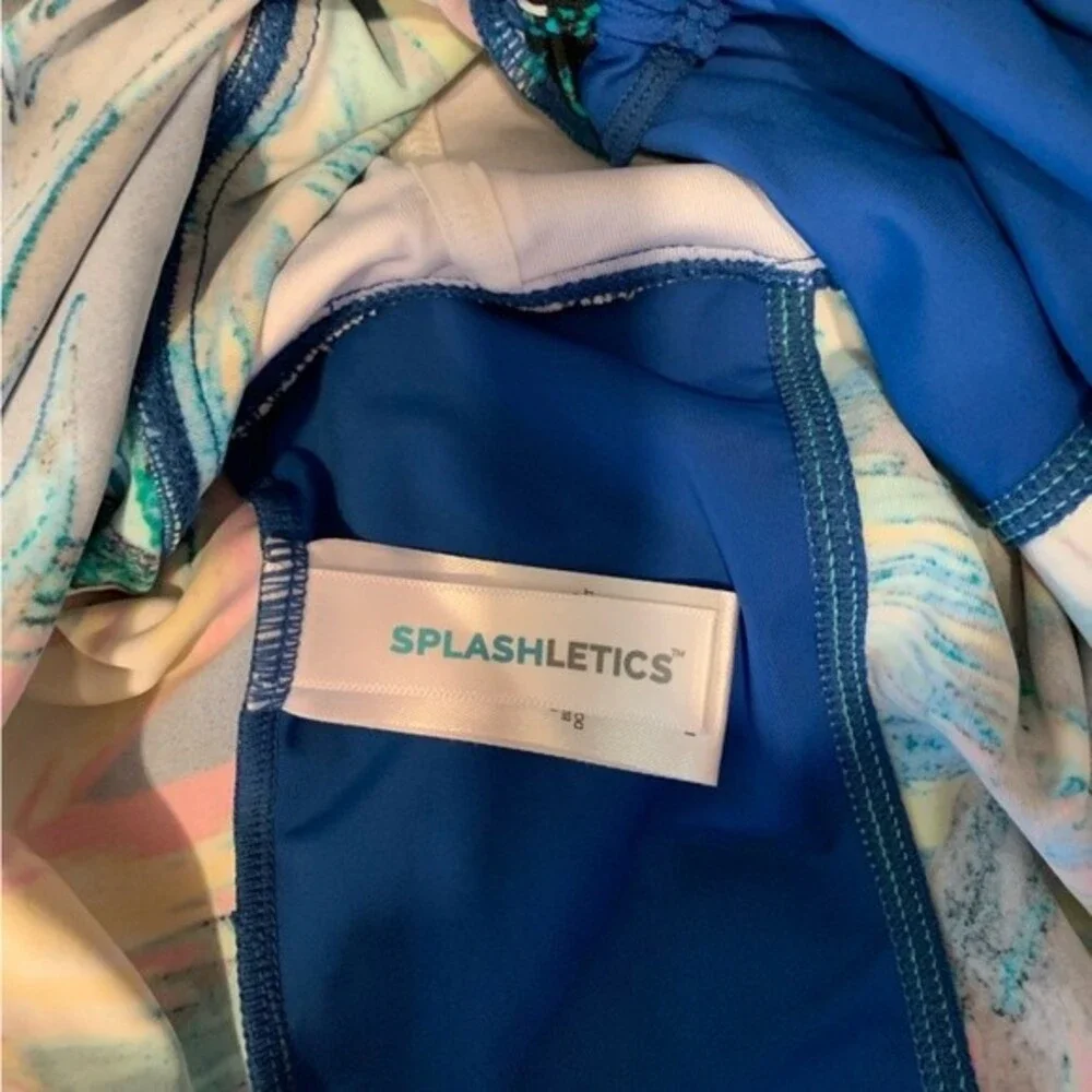 NWT Splashletics Tankini Top Swim Blue Ruched S‎